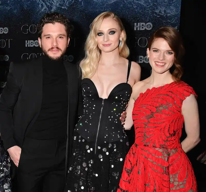 Sophie Turner s Inner Circle Taylor Swift Maisie Williams and More 368 Kit Harington, Sophie Turner and Rose Leslie