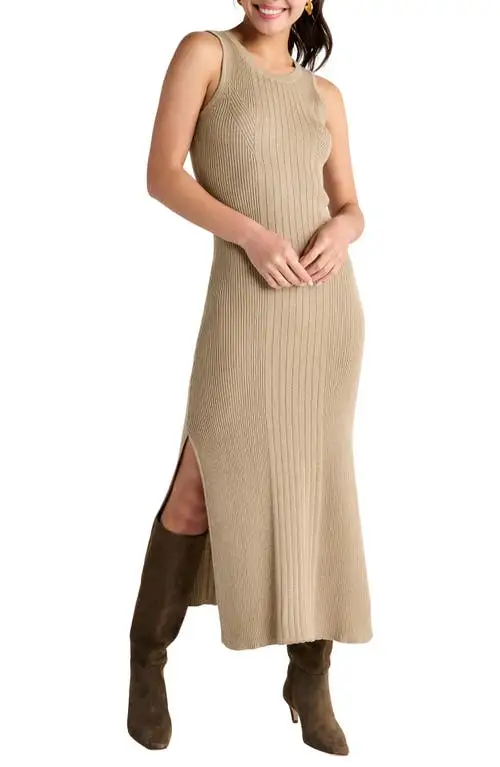 Splendid Trina Sleeveless Rib Midi Sweater Dress in Heather Camel at Nordstrom, Size X-Small