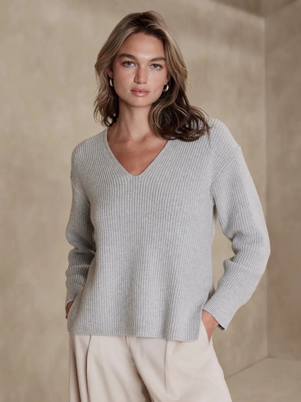 deep V-neck sweater