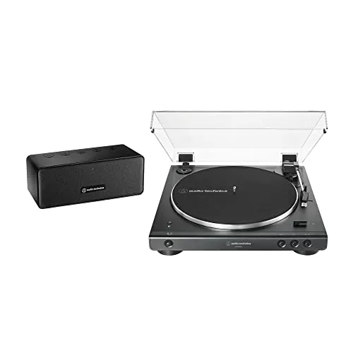 Audio Technica AT-LP60XSPBT-BK Bluetooth Turntable and Speaker Bundle (Black)