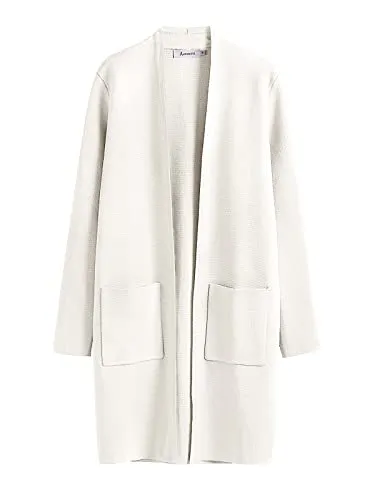 ANRABESS Cardigan Sweater for Women Oversized Casual 2023 Trendy Coat Coatigan with Pockets Long Sleeve Open Front Knitted Soft Cozy Jackets Duster Outwear 952mibai-XL Off-White