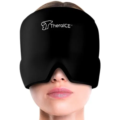 TheraICE Migraine Headache Relief Cap, Hot & Cold Therapy Hat, Migraine Relief Cap, Cool Gel Head Wrap, Headache Cap Ice Pack Mask, Cold Compress Migraine Relief Products Device for Tension & Stress
