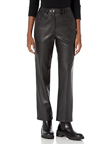 The Drop Women's Jack Vegan Leather Straight Leg, Black, 26