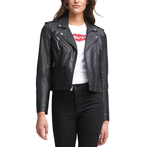 Levi's Women's Faux Leather Classic Asymmetrical Motorcycle Jacket (Standard & Plus Sizes), Camel, X-Small
