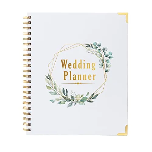 Wedding Planner - Wedding Planner Book and Organizer for the Bride, Hard Cover Wedding Planner with 5 Tabbed Sections, Metal Corner, Inner Pocket, 9.5" x 11.9", Wedding Organizer for Engaged Couples