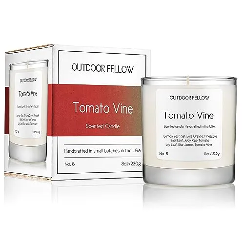 Outdoor Fellow | Tomato Vine Luxury Scented Candle | 40+ Hour Burn Time | Coconut & Apricot Wax Blend | Best Smelling Luxury Tomato Candle for Replica Luxury Handbag (8oz)