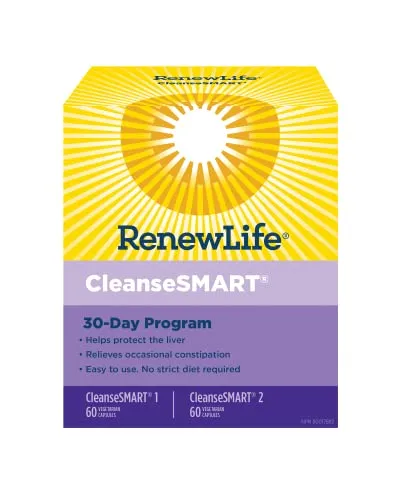 Renew Life Cleanse Smart Advanced Total Body Program, 2-Part Detox Cleanse Promotes Digestive Regularity and Supports Waste Elimination, Herbal Blend with Magnesium, Soy and gluten-free, 120 Count
