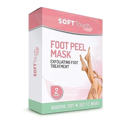 Soft Touch Foot Peel Mask - Pack of 2 Feet Peeling Masks for Dry, Cracked Heels & Calluses - Exfoliating Foot Mask Peel for Baby Soft Skin (Original)