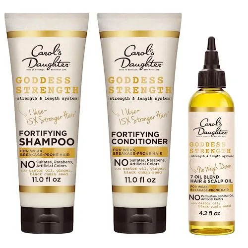 Carol's Daughter Goddess Strength Hair Care Gift Set - Sulfate Free Shampoo and Conditioner with Scalp & Hair Treatment Oil &ndash; 3 Products