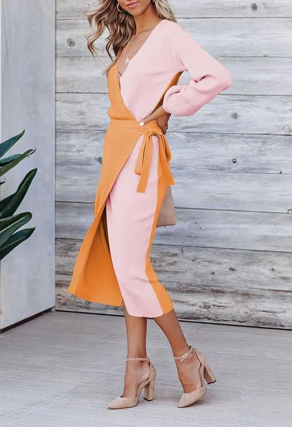 color block sweater dress