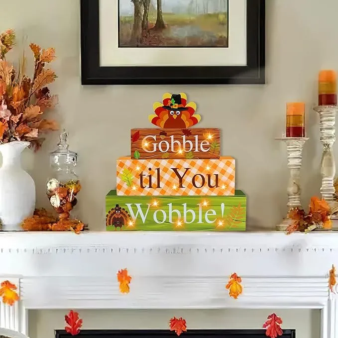 Gobble 'Til You Wobble wood sign