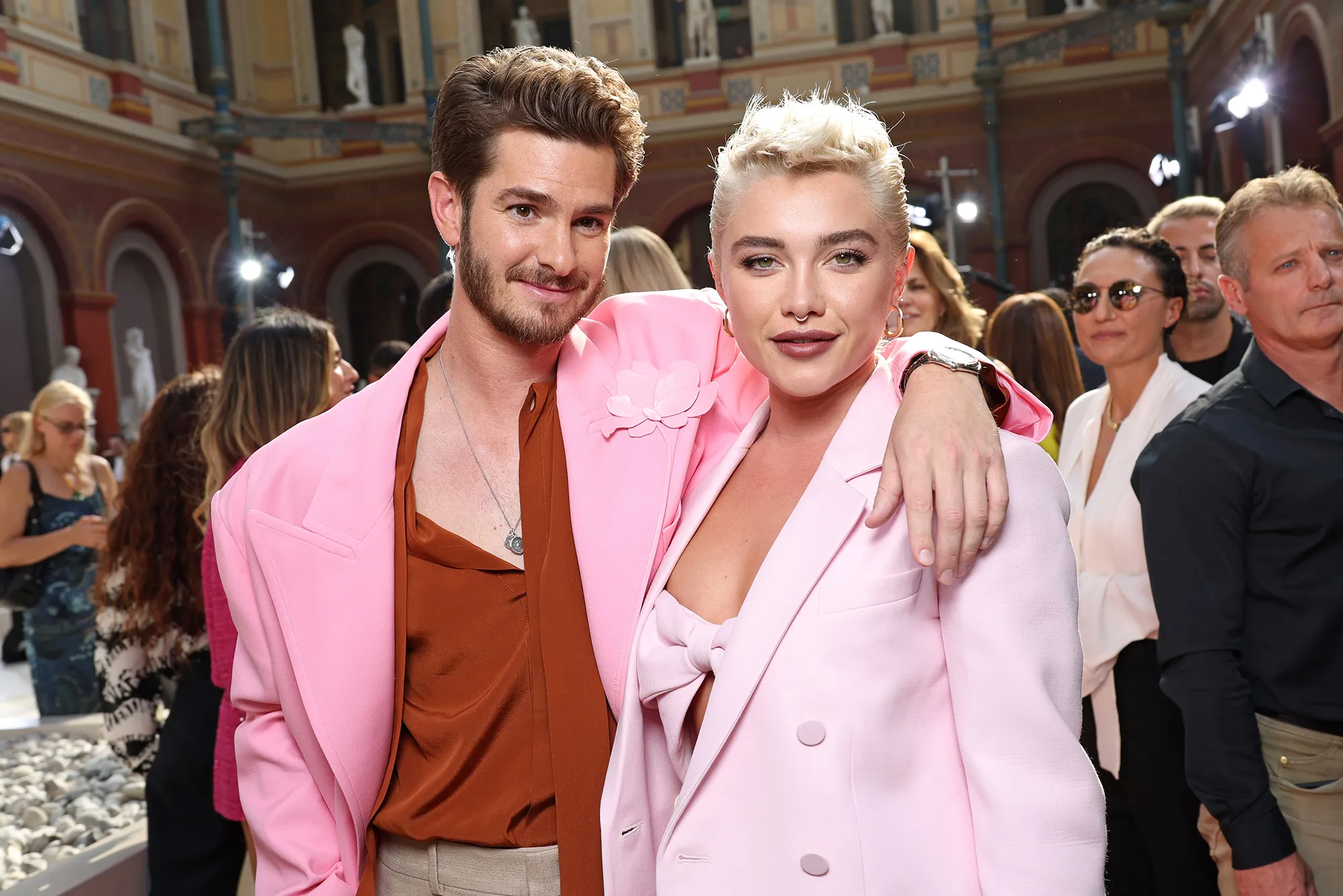 Andrew Garfield and Florence Pugh at Valentino show in Paris