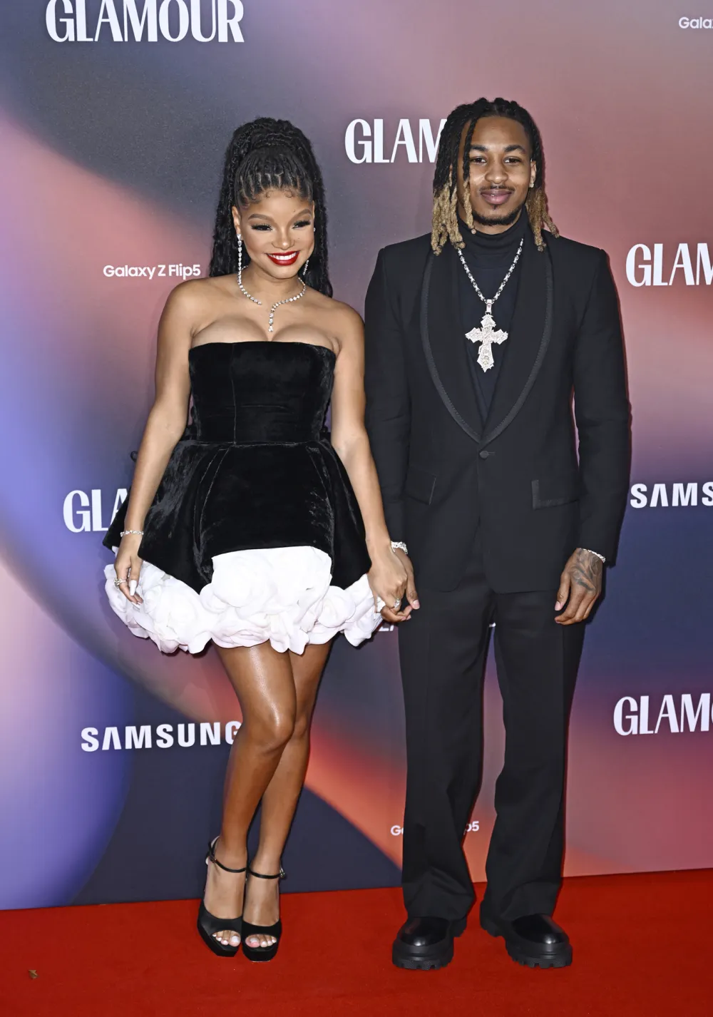 Halle Bailey Blooms in Fitted Floral Dress