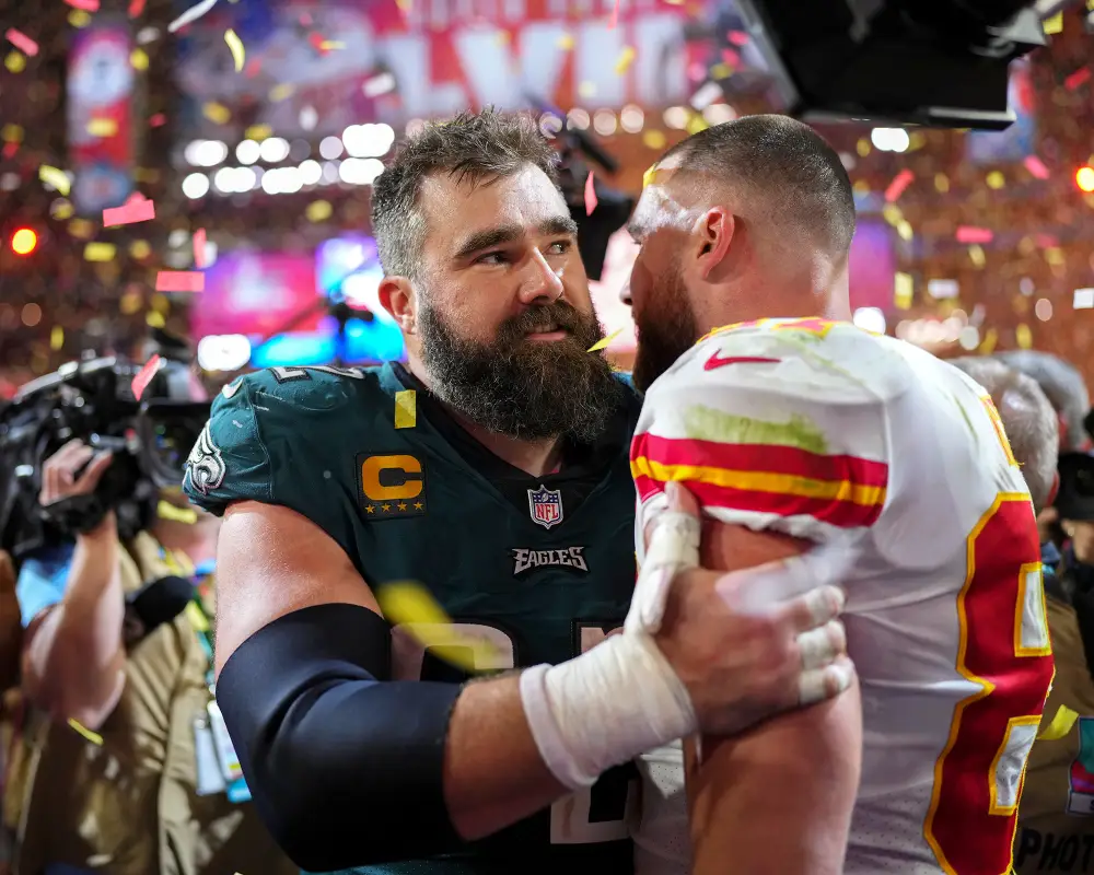 Jason Kelce Says Wife Kylie and Kids Are 'Eagles Fans,' But 'Sometimes' Root for Travis' Chiefs