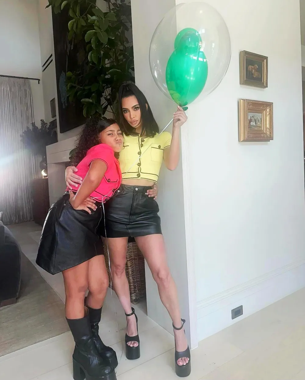 Kim and North twinning at Kourtney s baby shower 406