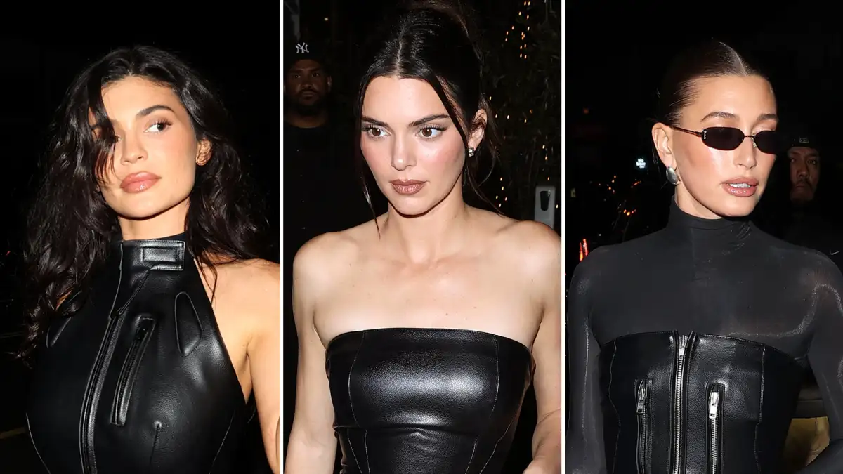 Kylie, Kendall, Hailey Coordinate in All Black for Khy Dinner