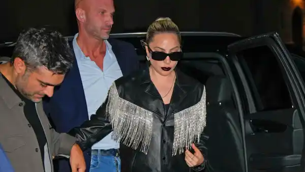 Lady Gaga Channels 70s Rock Glam In Crystal Fringe Leather Jacket