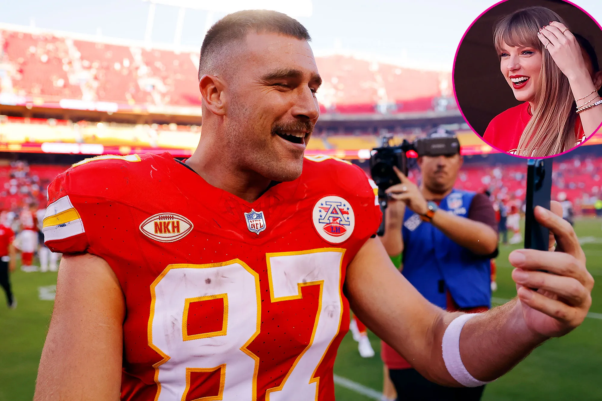 Promo Travis Kelce Proudly Plays Along as Fan Calls Him Taylor Swift Boyfriend at Chiefs Game