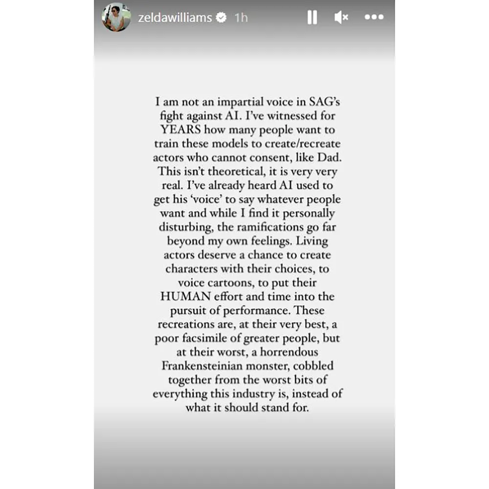 Zelda Williams Slams &lsquo;Disturbing&rsquo; Use of AI to Recreate Late Dad Robin Williams