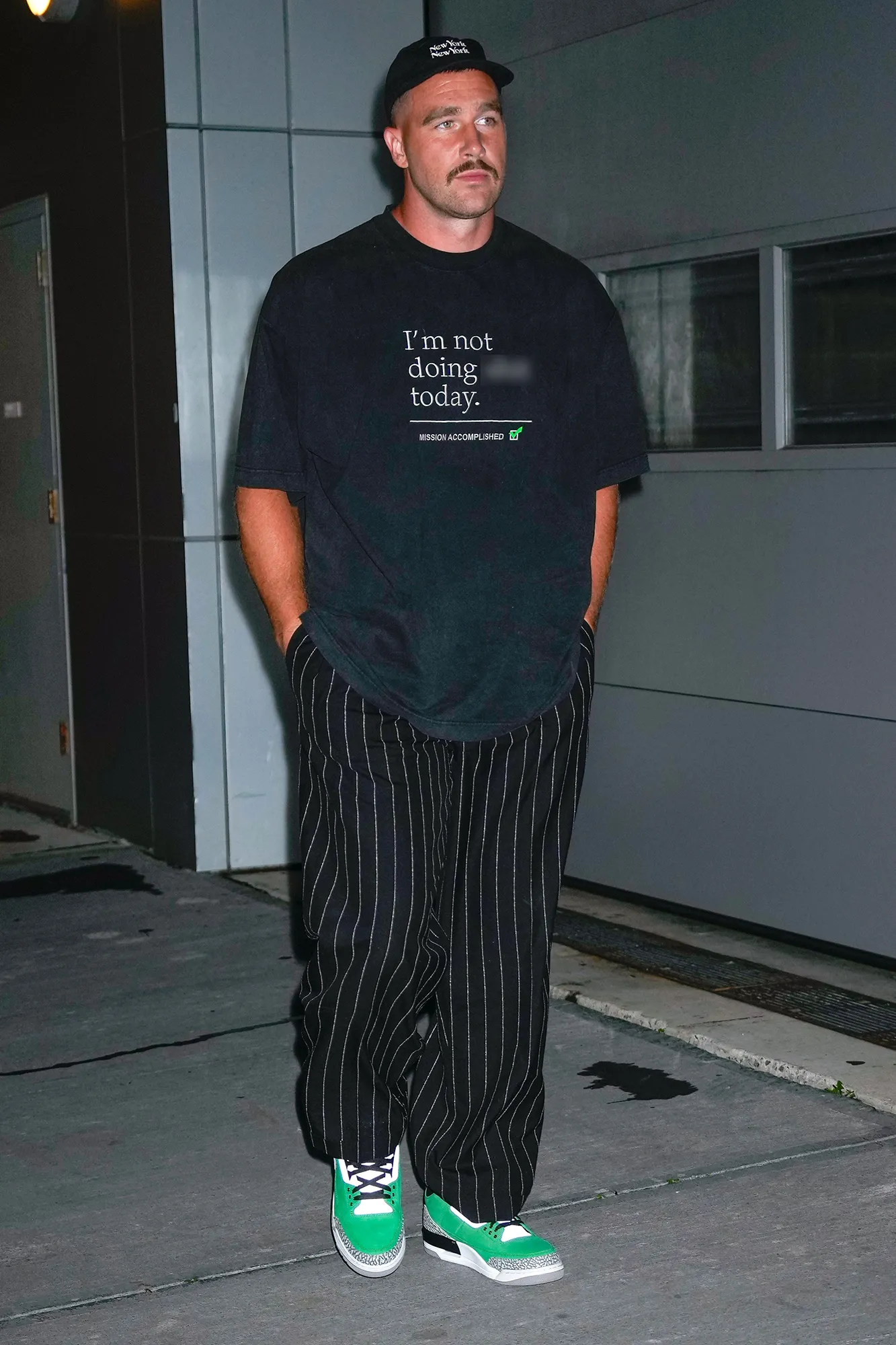 Travis Kelce Wears Funny “I’m Not Doing S–t Today” Shirt Outside Taylor Swift's Apartment