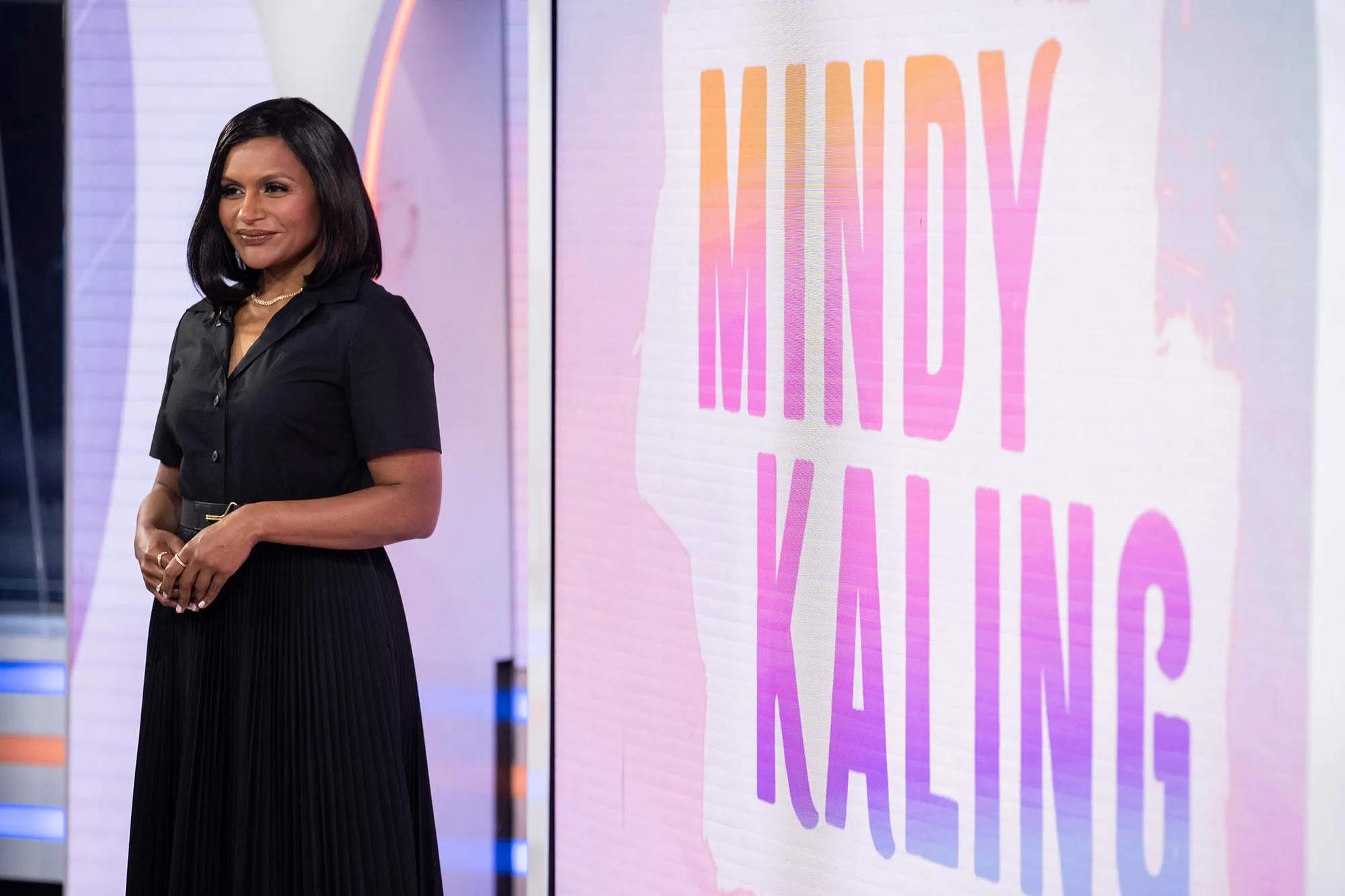 mindy-kaling-pleated-shirt-dress