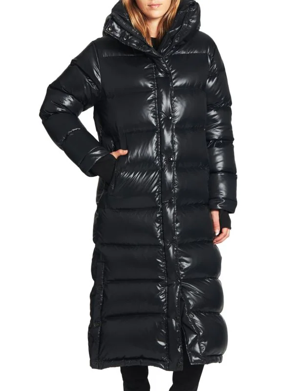 glossy puffer coat