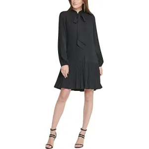 DKNY Tie Neck Pleated Dress