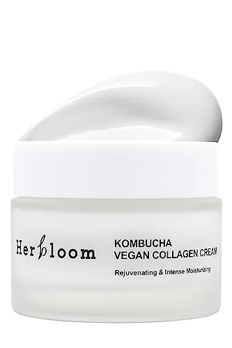 Herbloom Vegan Kombucha Collagen Cream - Korean Collagen Face Cream, Rejuvenating Ceramide Moisturizer, Organic, Vegan, Cruelty Free, Paraben Free - 1.69 fl. oz.
