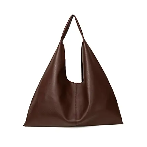 Leather Tote Bag, Oversized Hobo Bags, Large Tote Bag for Women Work, Vegan Leather Handbags Travel, Tote Bags for School, Dark Brown