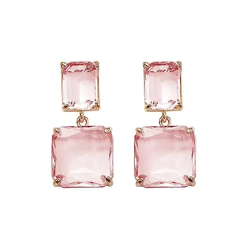 Square Crystal Dangle Earrings for Women Clear Rhinestone Statement Earrings Minimalist Geometric Rectangle Drop Dangle Earrings Prom Pageant Jewelry Birthday Gift for Women Girls