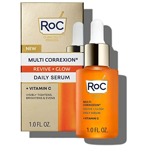 RoC Multi Correxion Revive + Glow 10% Active Vitamin C Serum for Face, Daily Anti-Aging Wrinkle & Skin Tone Skin Care Treatment, Brightening Serum for Dark Spots, Christmas Stocking Stuffers, 1 Ounce