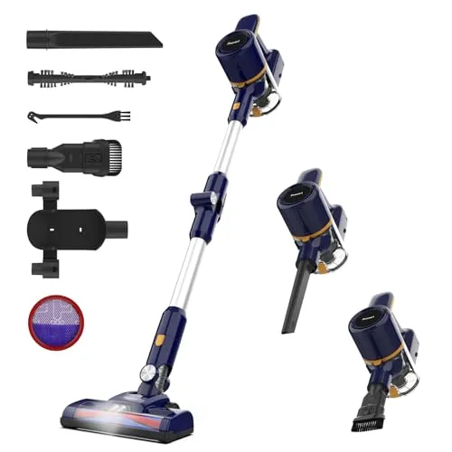 POWEART Cordless Vacuum Cleaner, 6-in-1 Multifunction Cordless Vacuum, 210W Powerful Vacuum Cleaner, 6 Cell 2200mAh Stick Vacuum Cordless Rechargeable for Replica Luxury Handbag - Indigo