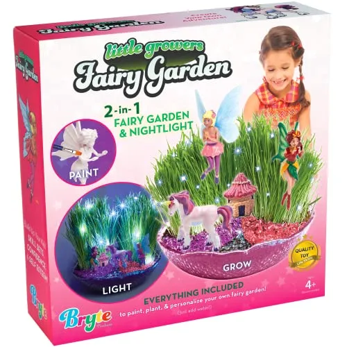 Bryte All-Inclusive My Unicorn Fairy Garden Kit with Fairy Lights & More | Grow Your Own Garden & Play | Great Birthday Gift, DIY Science Kit, STEM Activities, Arts and Crafts for Kids Aged 8-12 Years