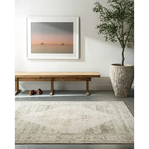 Becki Owens x Surya Luca Medallion Area Rug, 5'3" x 7', Olive
