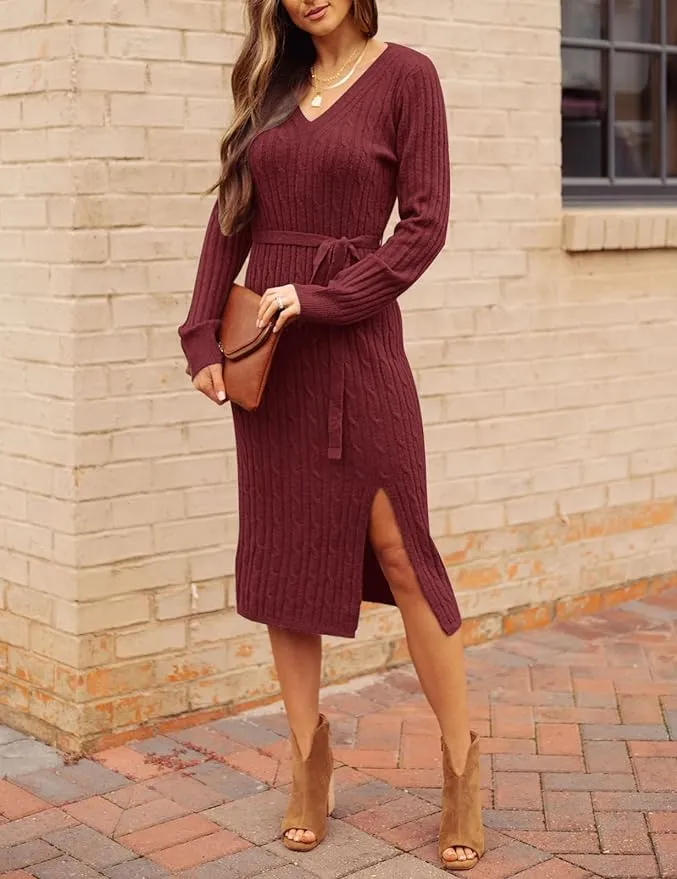 burgundy sweater dress