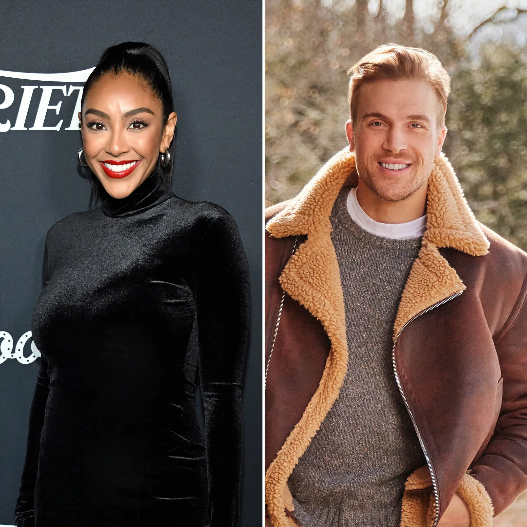 Bachelorette Tayshia Adams and Luke Gulbranson Beam at Thanksgiving Parade