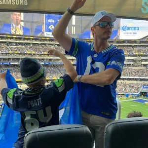 Chris Pratt and Son Jack Bond at Seattle Seahawks Game Let s Go 307