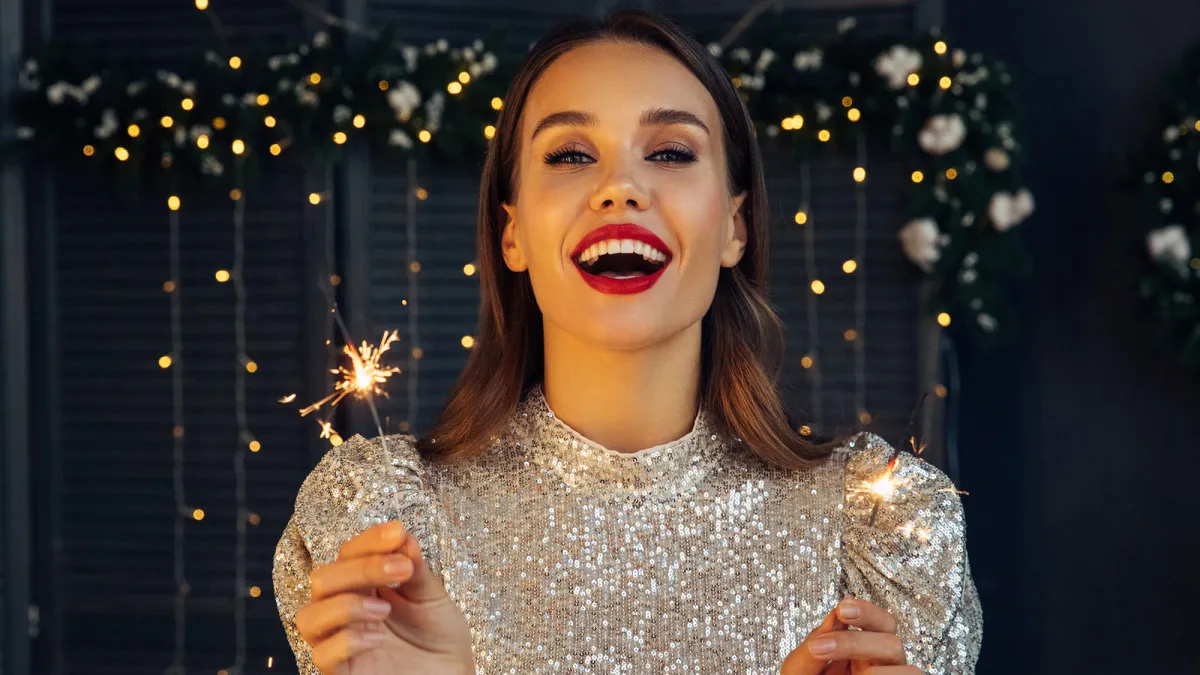 Festive outfit worn by woman
