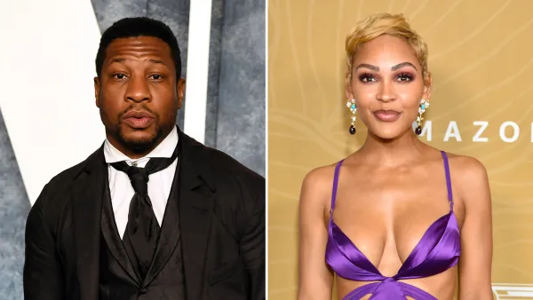 Jonathan Majors Arrives at Court with Megan Good and a Bible