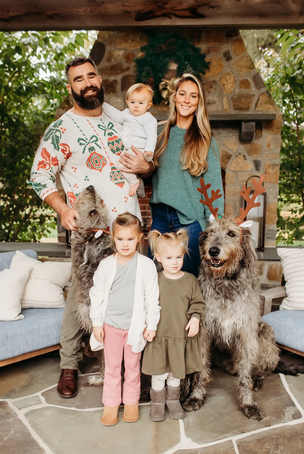 Kylie Kelce Jokes Dog Baloo Was on the 'Naughty List' During Family Christmas Card Shoot