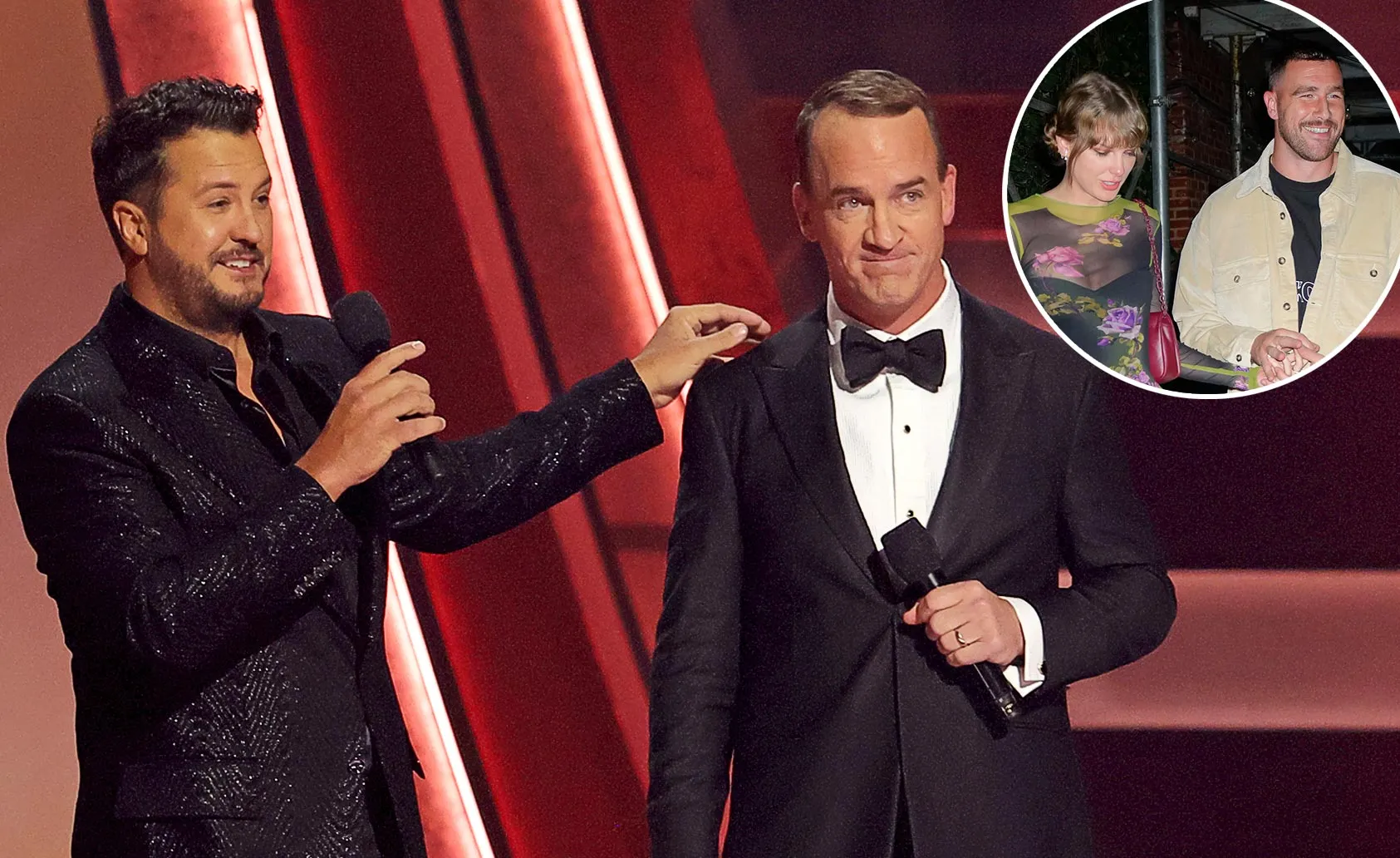 Luke Bryan and Peyton Manning Couldn t Help But Reference Taylor Swift Travis Kelce in 2023 CMA Awards Opening 429
