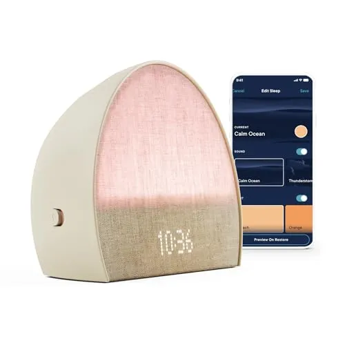 Hatch Restore 2 Sunrise Alarm Clock, Sound Machine, Smart Light (Putty) ー Your Bedside Sleep Guide, White Noise, Personal Sleep Routines, Dimmable Clock, Deep Sleep, Gentle Alarm, Wake Up Energized