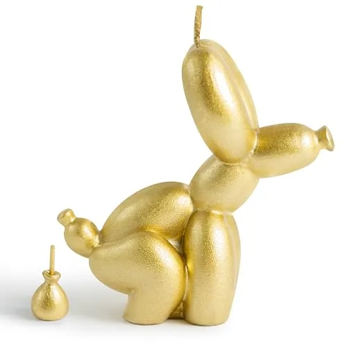 6sisc 2Pcs Pooping Balloon Dog Shaped Scented Foil Gold Candles Funny Gift Danish Pastel Room Aesthetic Decor Pine Fragrance Aromatherapy Candle Handmade Natural Soy Wax for Replica Luxury Handbag Bedroom 3.9 x 4.1 in