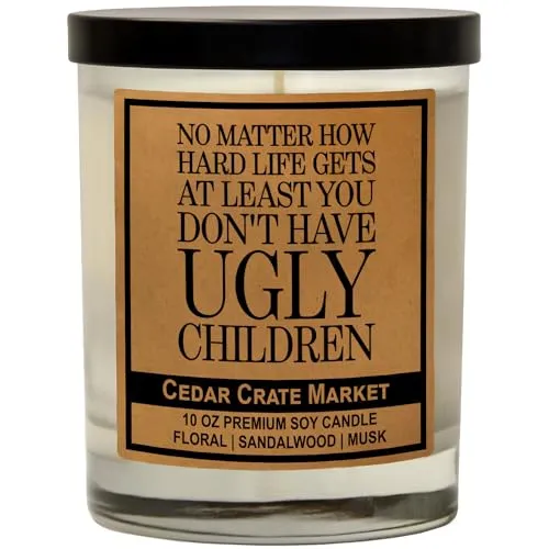 Mom Gifts for Women | Ocean Salt + Sea Sandalwood + Citrus Scented | No Matter How Hard Life gets | Funny Candle Gifts for Mama Funny Gift | 13.5 oz Jar, 10 Oz. Soy Wax | 50+ Hr Burn - Made in USA