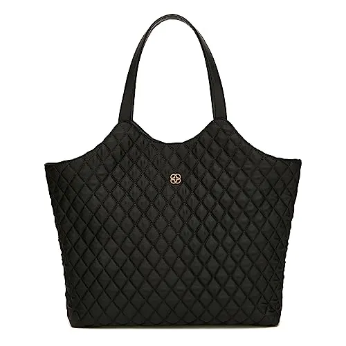 Women Tote Handbag Lady Commuter Shoulder Bag Top Handle Quilted Purse Satchel Bag Large-Capacity Travel Bag (Black)