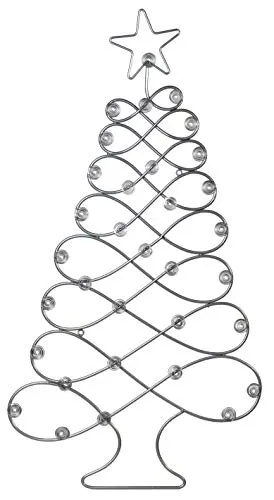 Red Co. Christmas Tree Card Holder Wall Mounted Decorative Rack in Silver Finish - 34" H