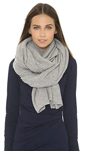 White + Warren Women's Cashmere Travel Wrap Scarf, Grey Heather, One Size