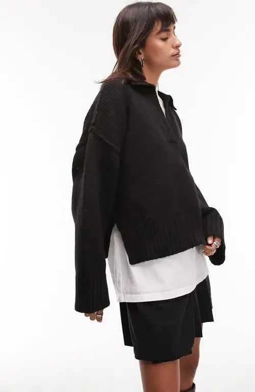 Topshop Crop Sweater in Black at Nordstrom, Size X-Small