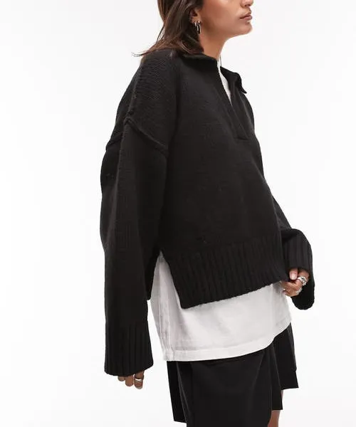 Topshop Crop Sweater in Black at Nordstrom, Size X-Small