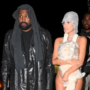 Bianca Censori Covers Up Silver String Set With Stuffed Cat While Out With Husband Kanye West